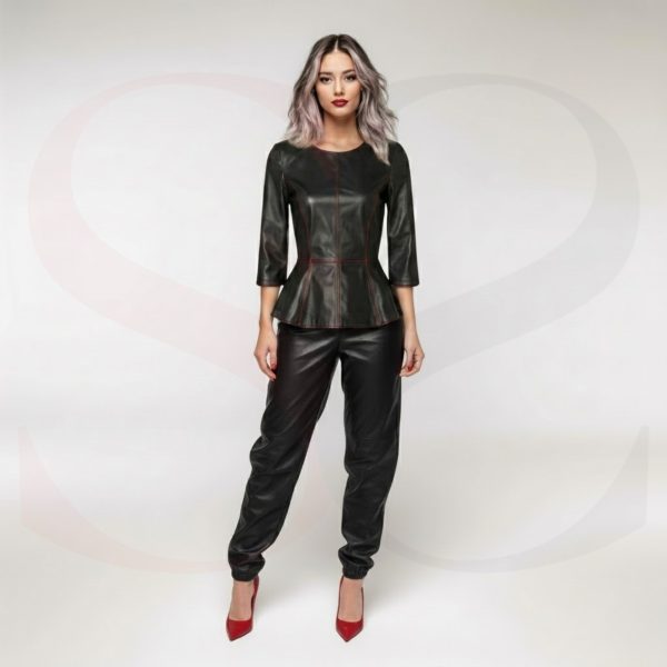 Genuine Leather Peplum Top
