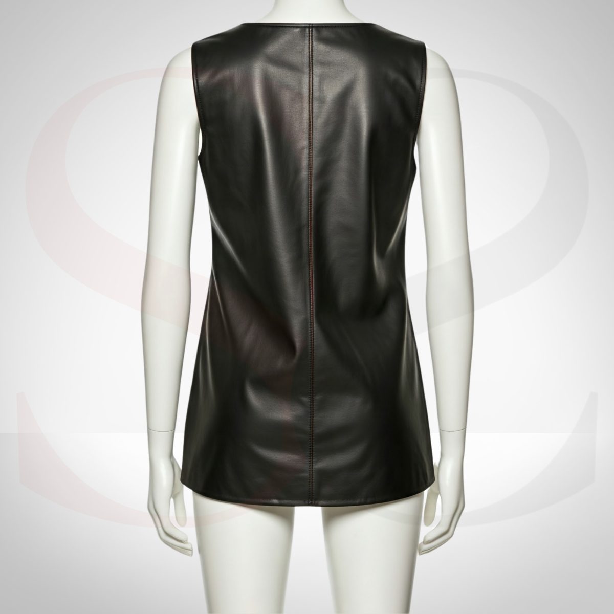 Iconic Black Leather Sleeveless Top