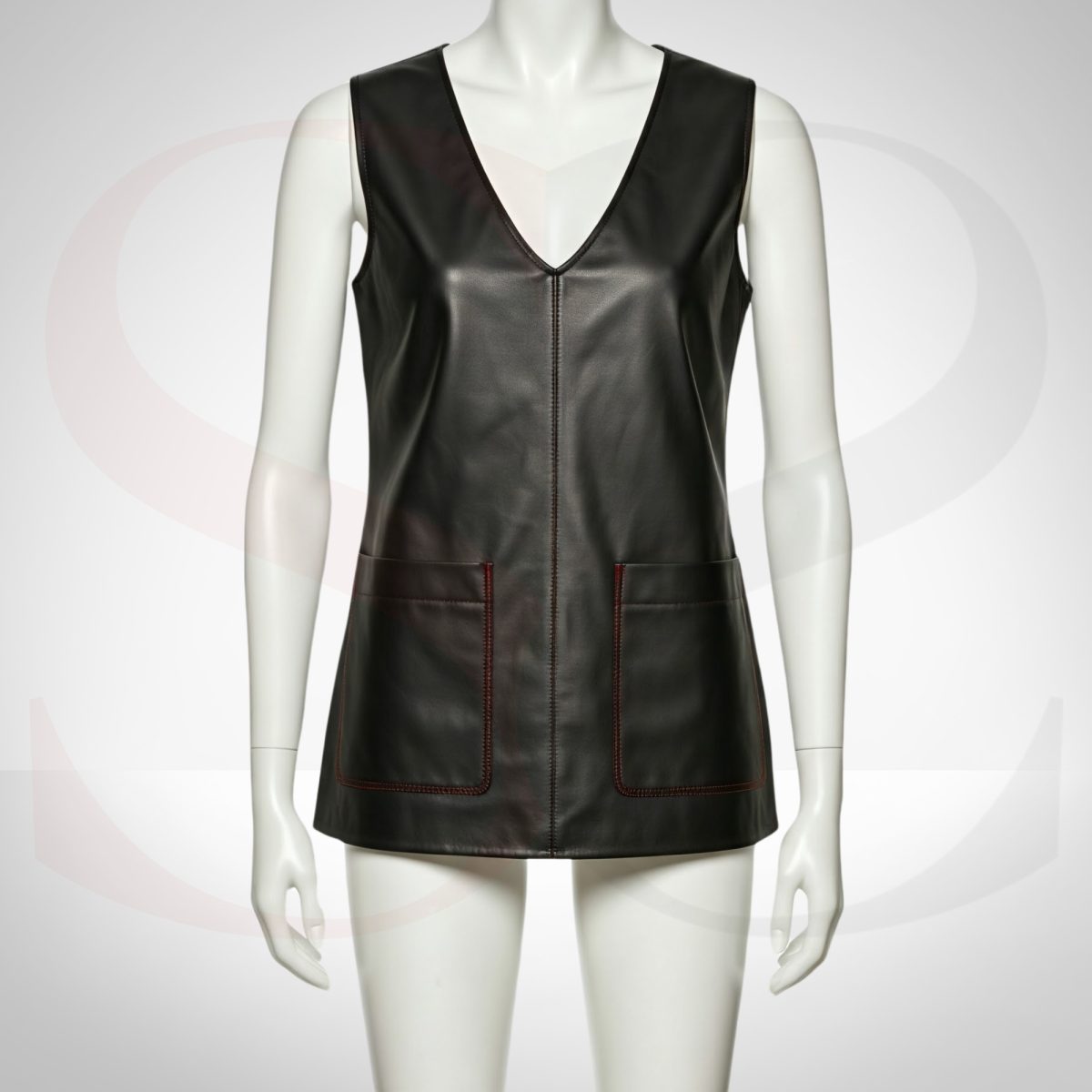 Iconic Black Leather Sleeveless Top