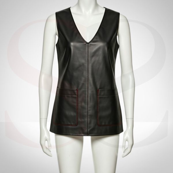 Iconic Black Leather Sleeveless Top