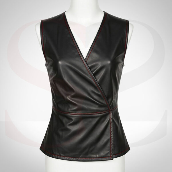 Iconic Style Leather Wrap Top