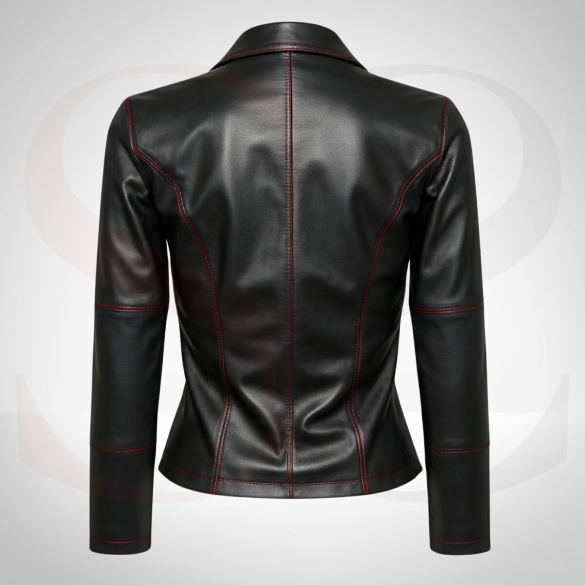 Leather Fitted Wrap Top Blazer
