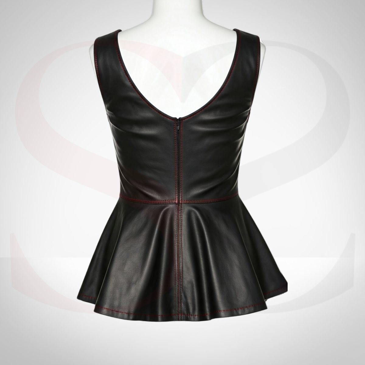 Leather Sleeveless Peplum Top