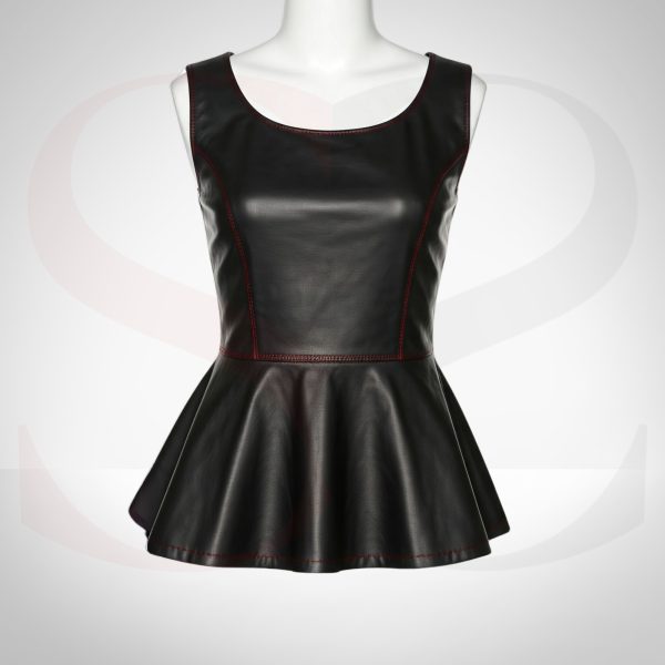 Leather Sleeveless Peplum Top