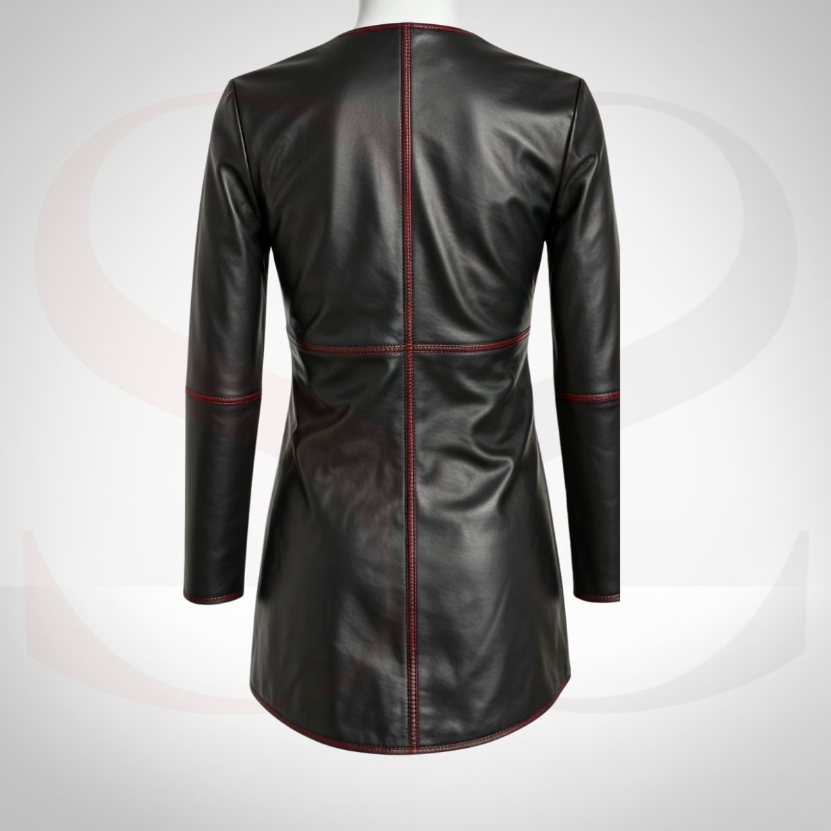 Leather Wrap Dress With Red Stitch