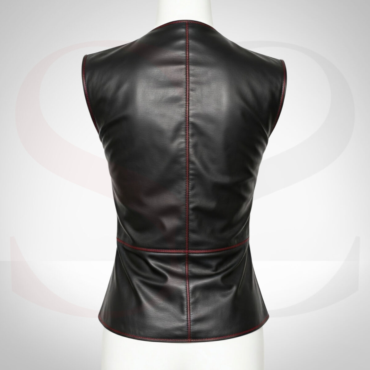 Leather Wrap Top With Red Stitch