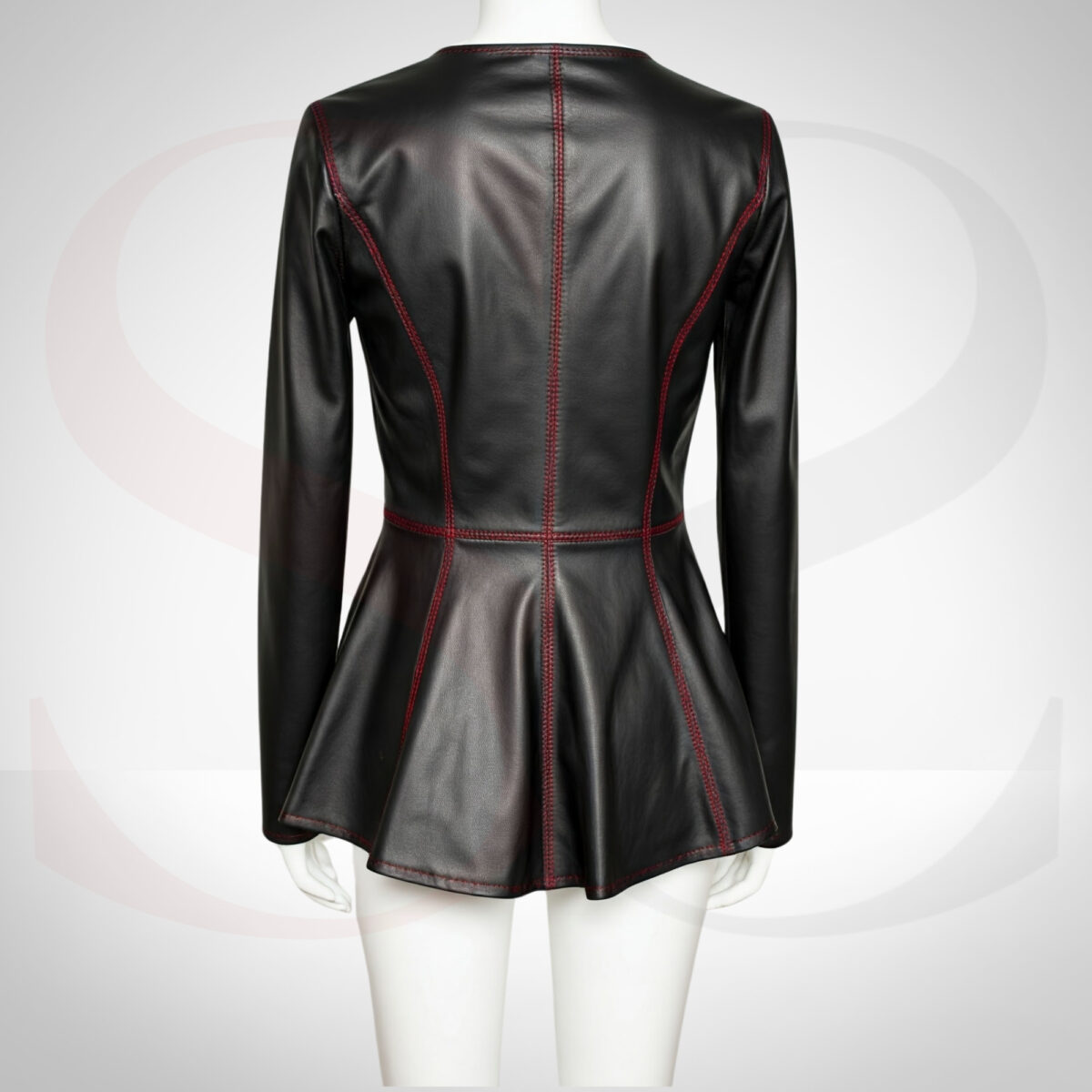 Matte Black Leather Peplum Top