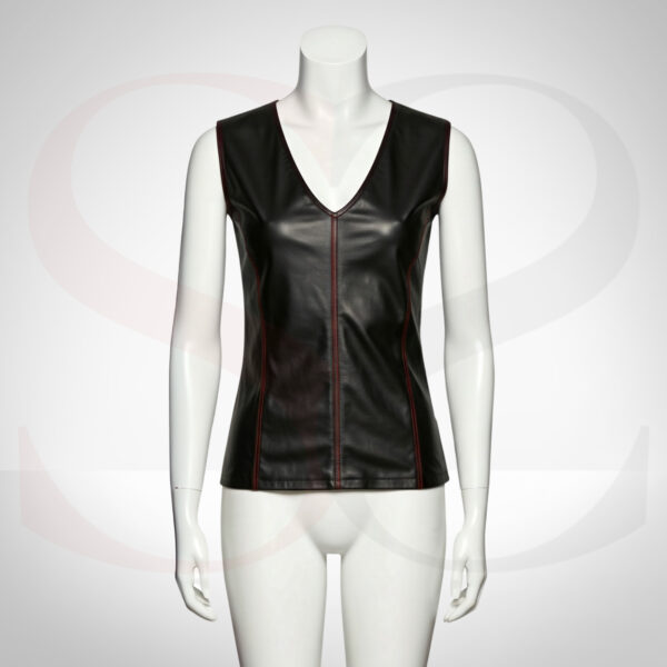 Sleeveless Black Leather Top