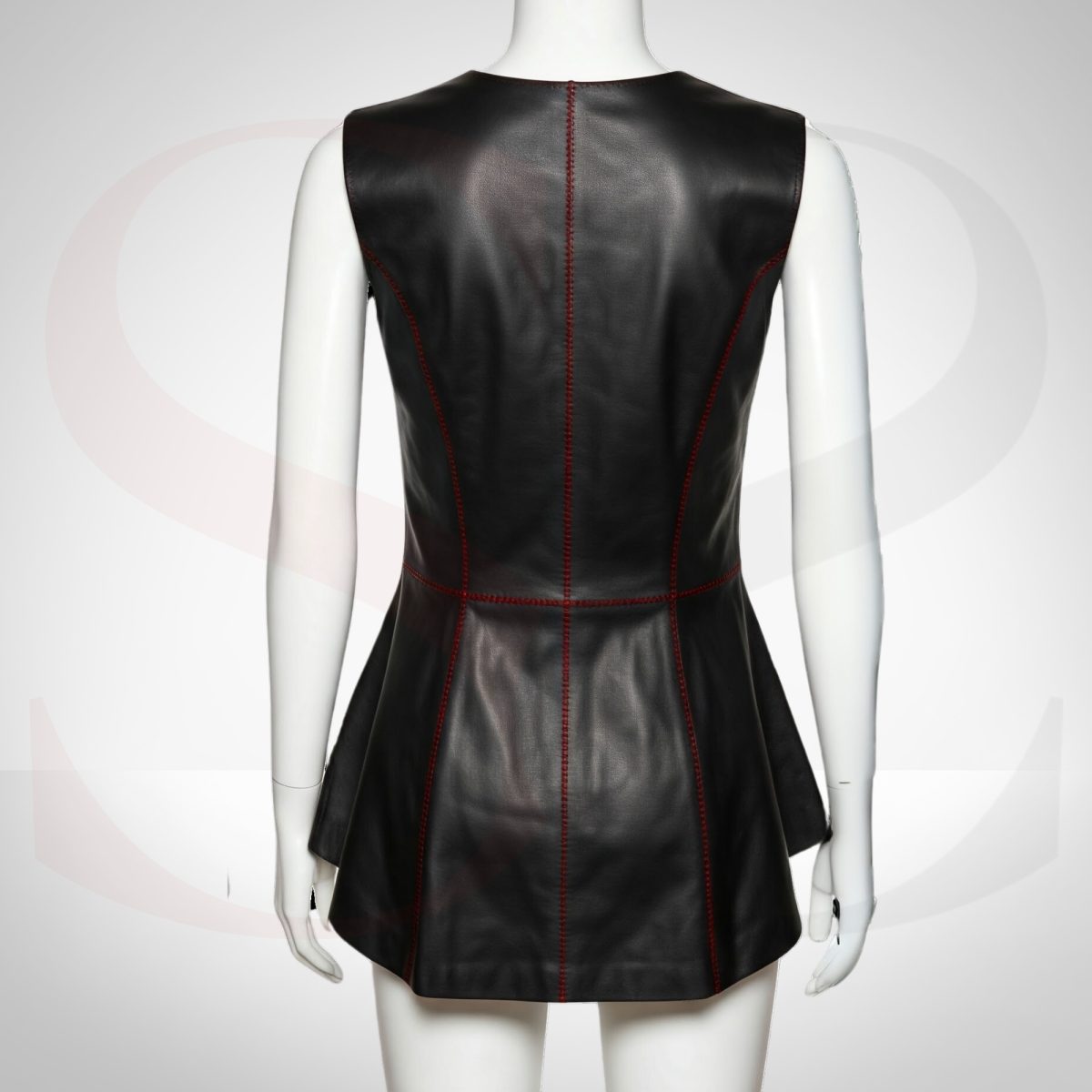 Sleeveless Leather Peplum Top