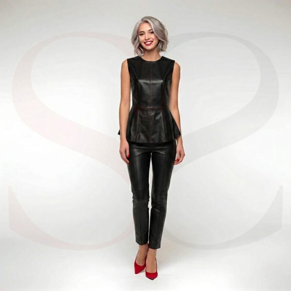 Sleeveless Leather Peplum Top