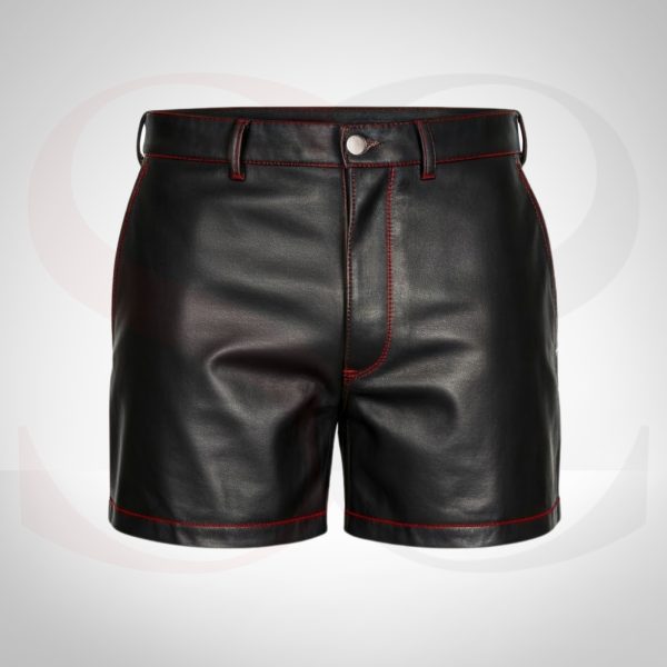 Stylish Black Biker Leather Shorts