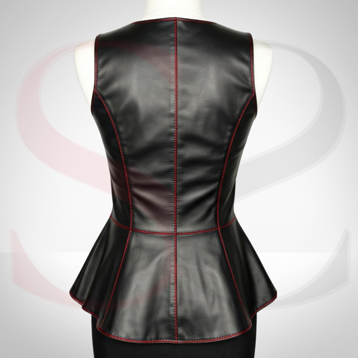 Stylish Black Leather Peplum Top