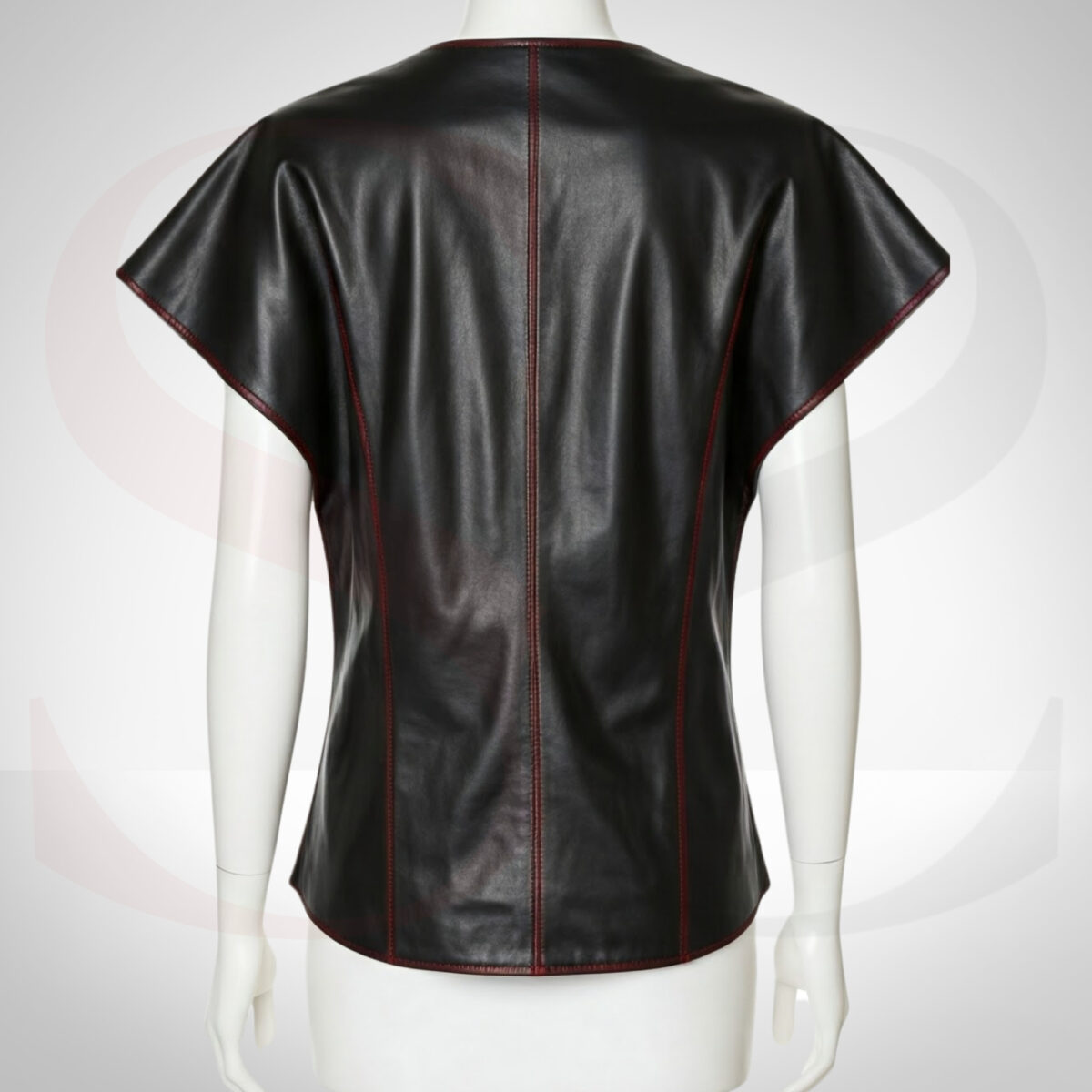 Stylish Leather Cap Sleeve Top