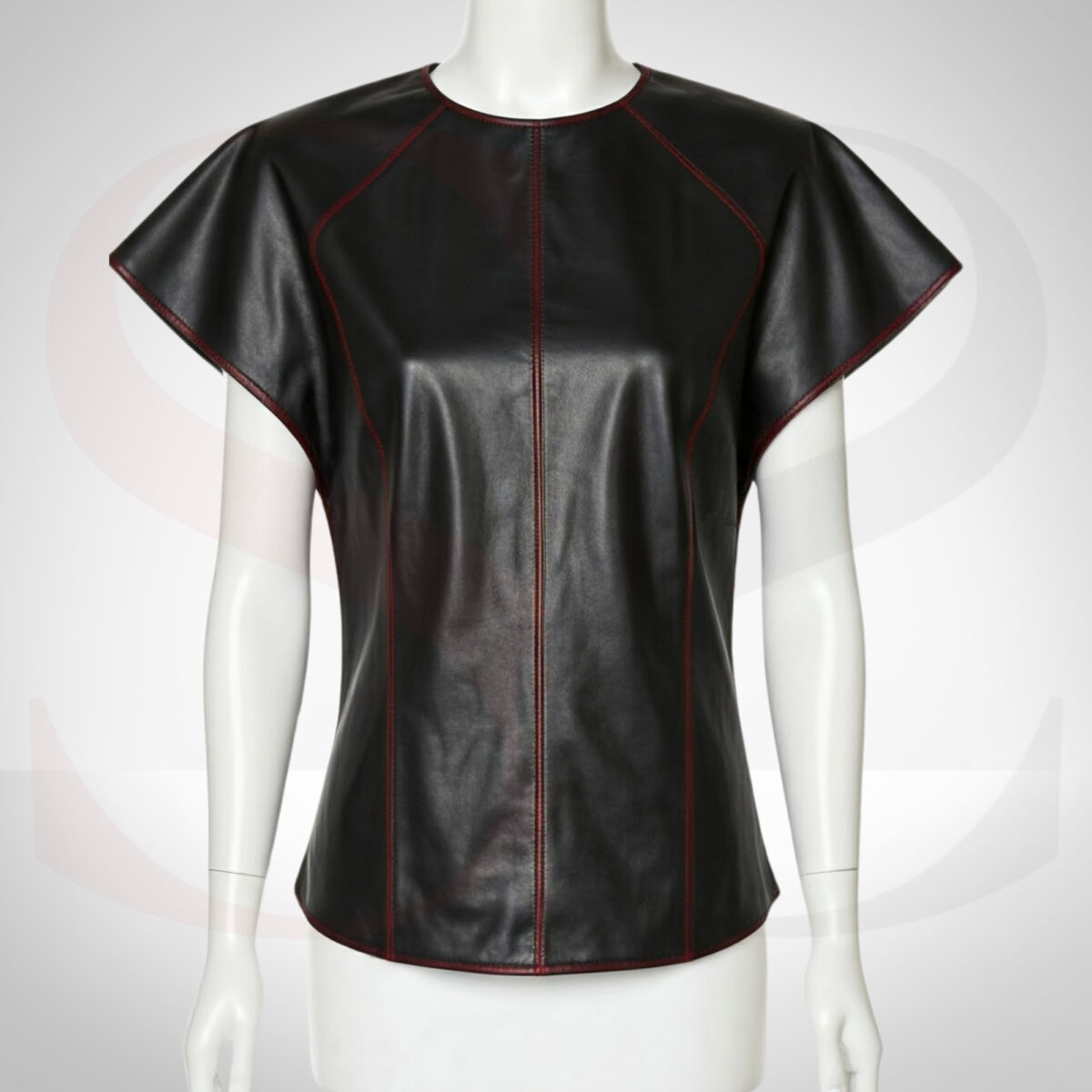 Stylish Leather Cap Sleeve Top