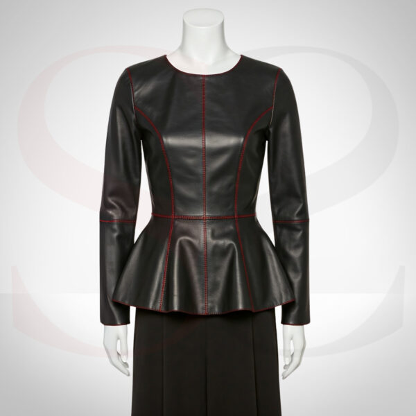 Womens Leather Peplum Blouse