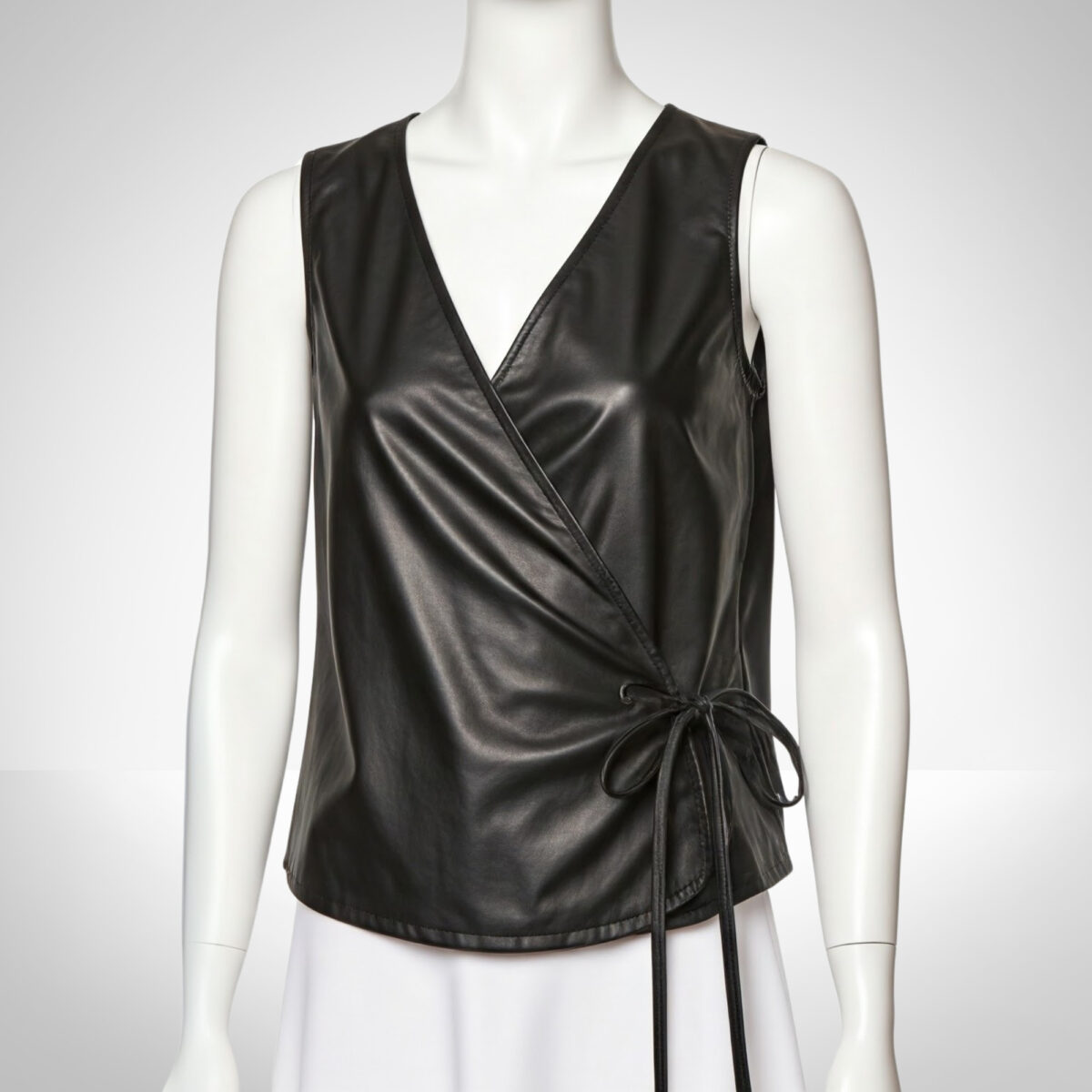 Womens Luxury Leather Wrap Top