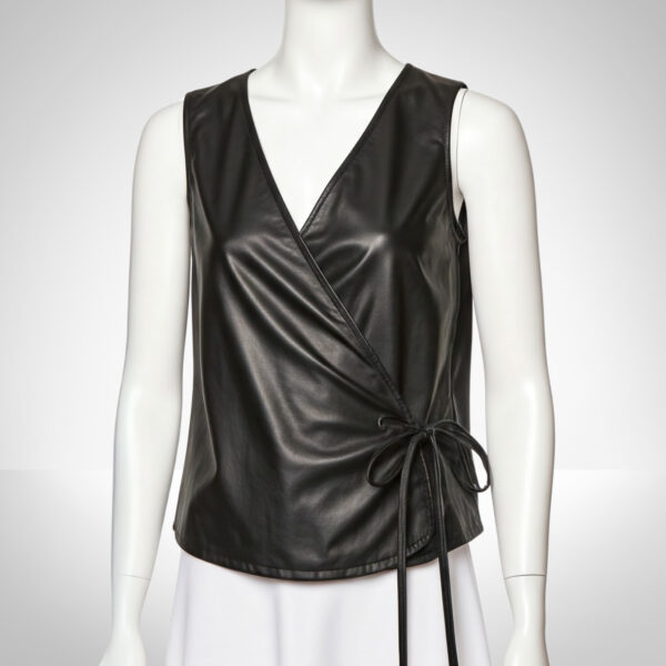 Womens Luxury Leather Wrap Top