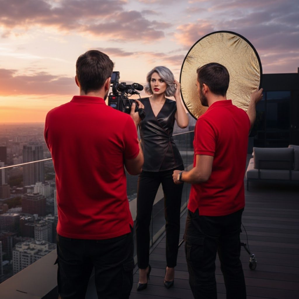 Refined Cool: Rooftop Sunset BTS