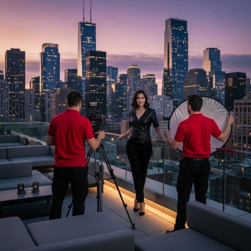 City Lights and Leather: A Rooftop Story