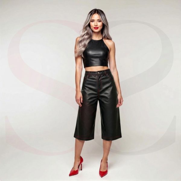 Capri Style Leather Culottes Shorts