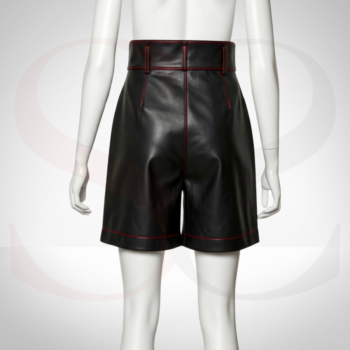 Designer Matte Black Leather Shorts