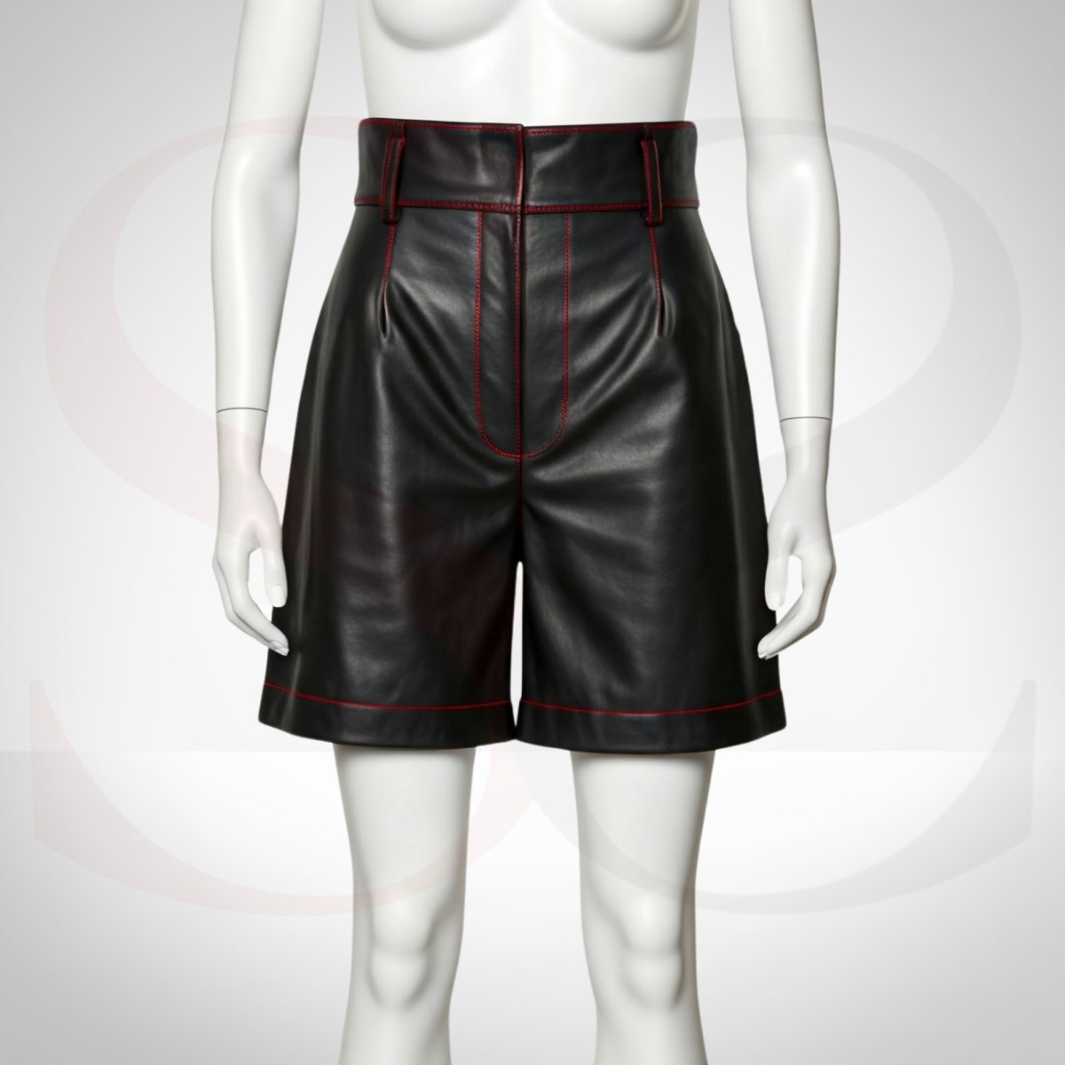 Designer Matte Black Leather Shorts