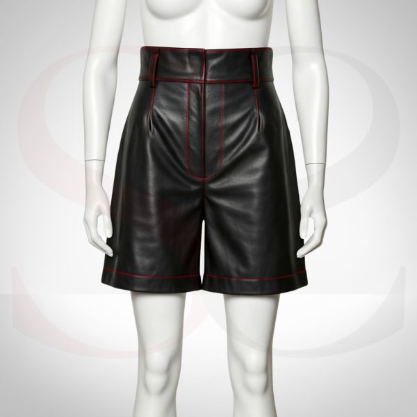 Designer Matte Black Leather Shorts