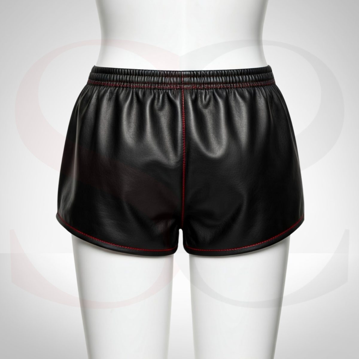 Womens Black Leather Gym Shorts