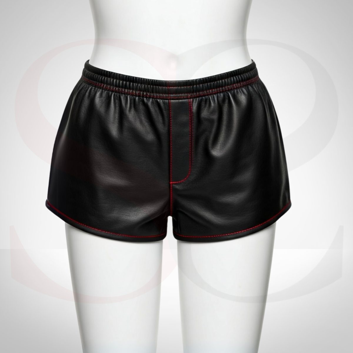 Womens Black Leather Gym Shorts