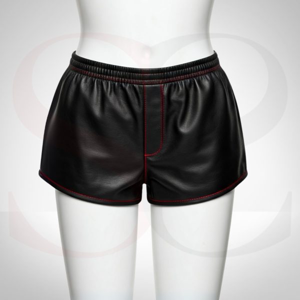 Womens Black Leather Gym Shorts