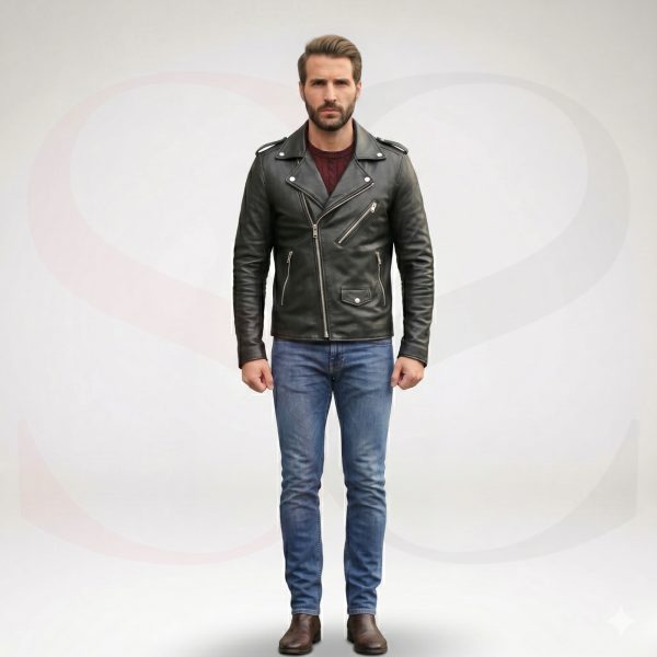 Original Leather Casual Dressy Winter Jacket Modal Front View